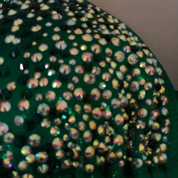 Bikini competition suit Green rhinestone bikinis - Picture 6 of 8